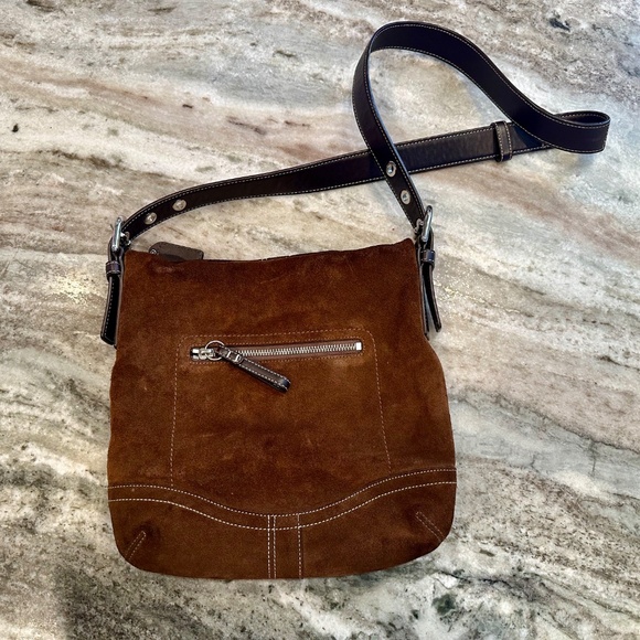 Vintage Y2K Coach Suede Crossbody / Messenger / Chocolate Brown - Picture 2 of 10